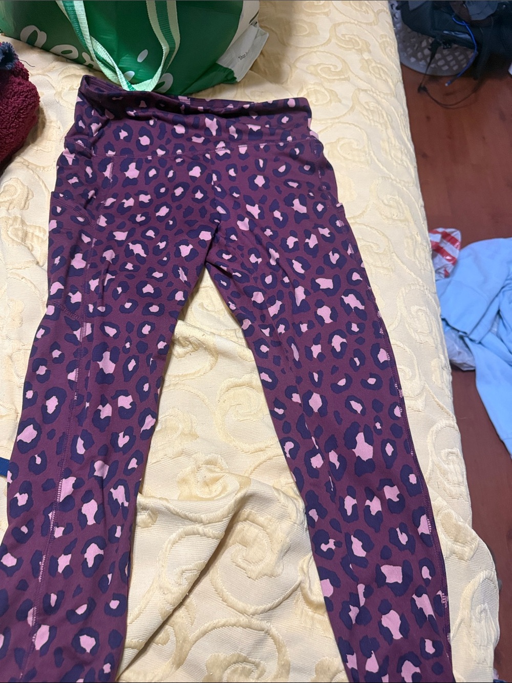 Womens’ Maroon & Pink Leopard Print Leggings - Kids Bottoms